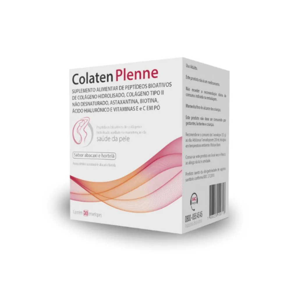 3 Caixas Colaten Plenne Sabor Abacaxi e Hortelã 30 Envelopes
