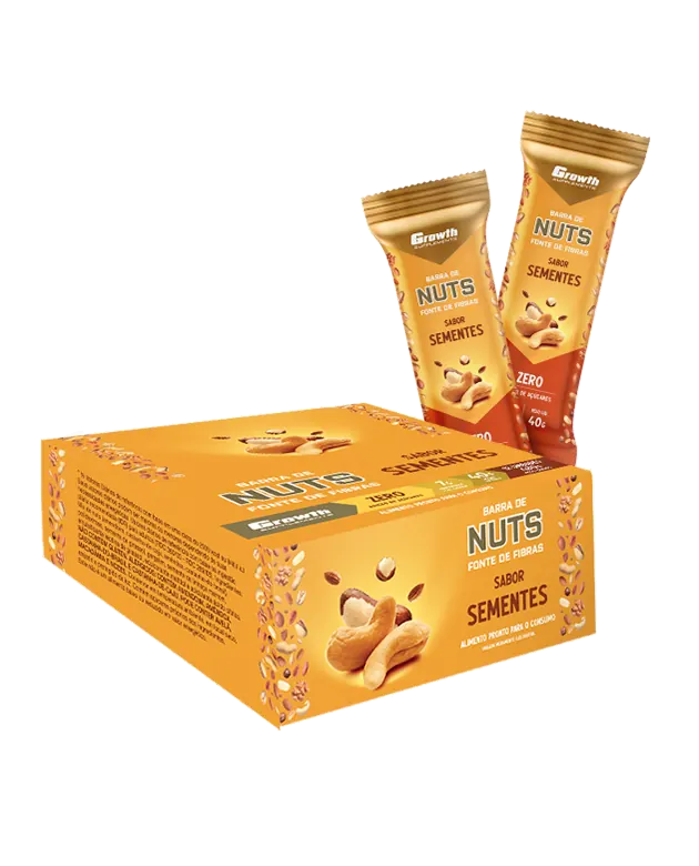 Barra de Nuts Display C/ 12 Un - Growth Supplements - 6,8g de proteína por barra