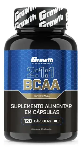 BCAA 2:1:1 120 Cápsulas - Growth Supplements - Proporção 2:1:1