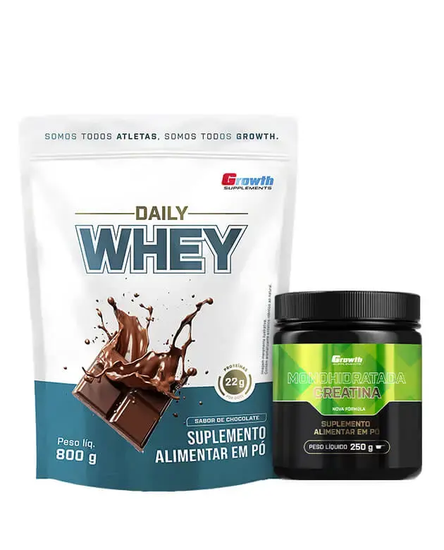 Kit Daily Whey 800g e Creatina Monohidratada 250g - Growth Supplements