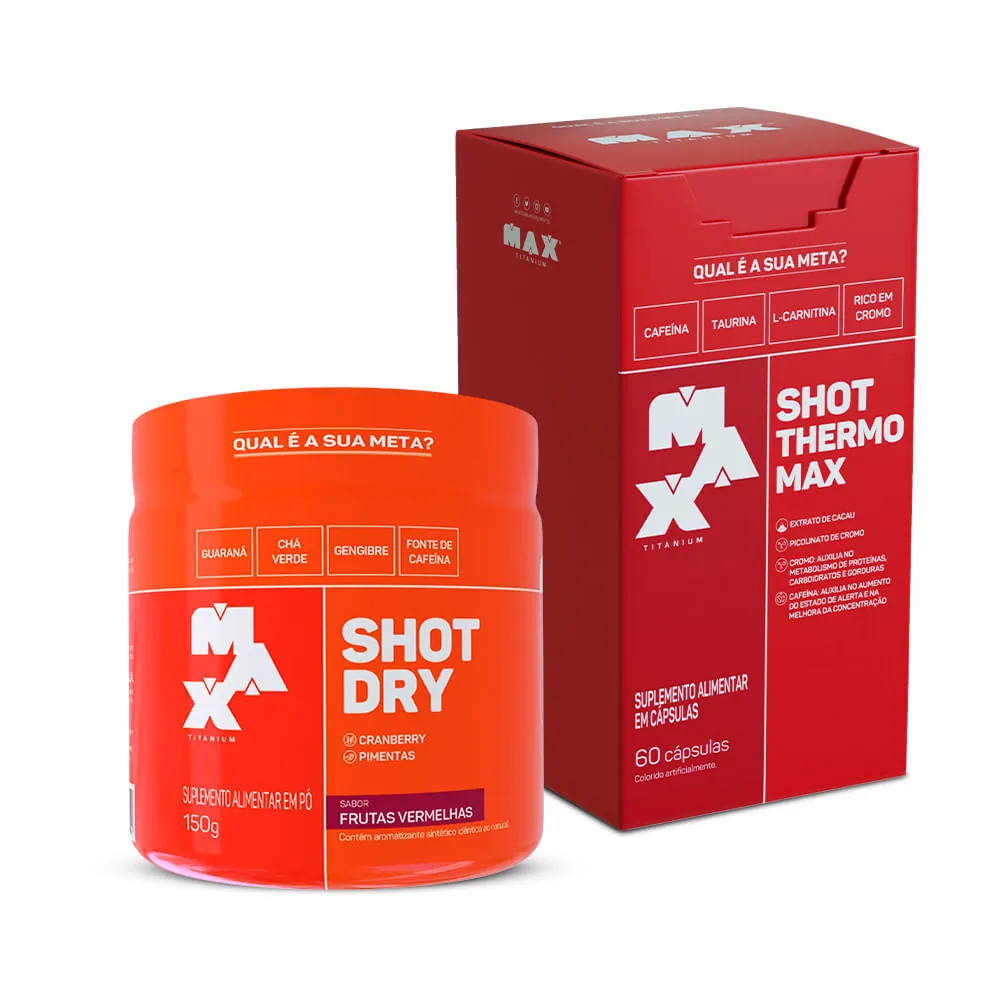 Kit Seca Barriga Shot Thermo 60 caps + Shot Dry 150g - Max Titanium