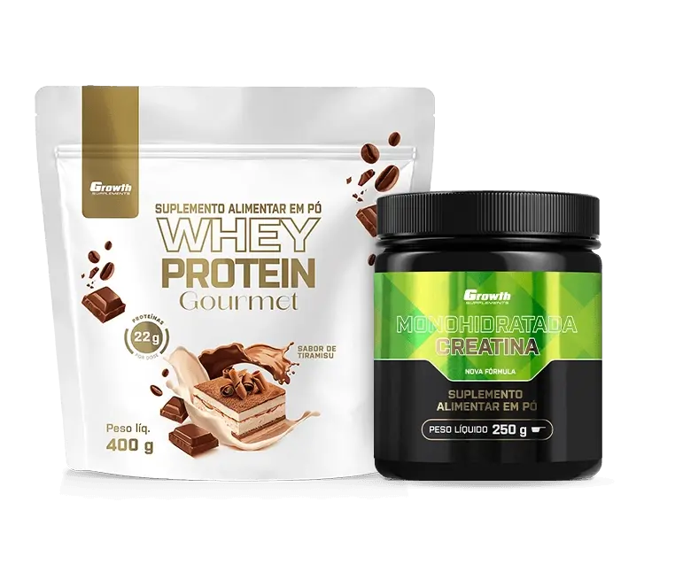 Kit Whey Gourmet 400g e Creatina Monohidratada 250g - Growth Supplements
