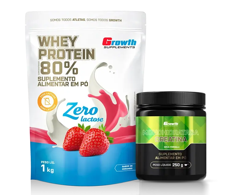 Kit Whey Protein Concentrado Zero + Creatina Mono 250g - Growth Supplements - Whey Zero Lactose