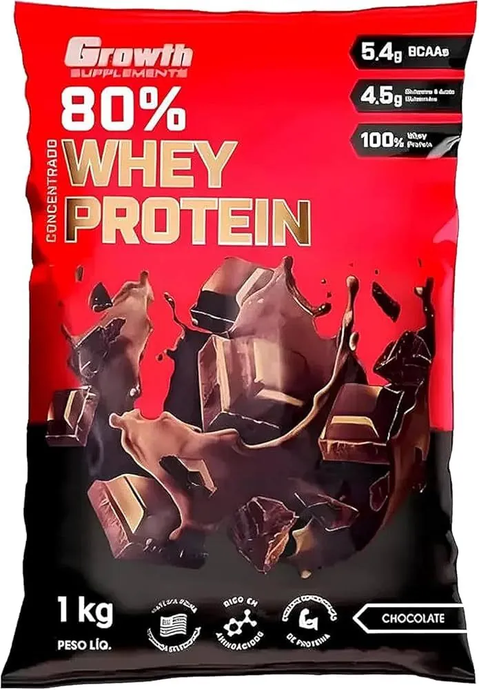 Whey Protein Concentrado 80% 1Kg - Growth Supplements - 80% de concentração