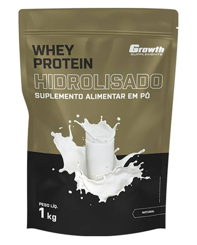 Whey Protein Hidrolisado 1Kg Sabor Natural - Growth Supplements - Absorção ultra rápida
