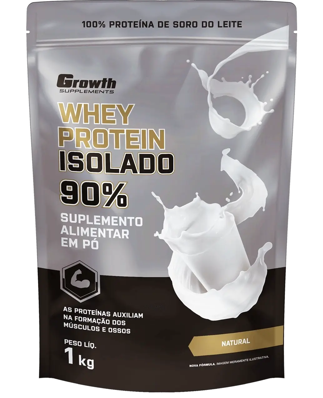 Whey Protein Isolado 1Kg - Growth Supplements - 90% de concentração
